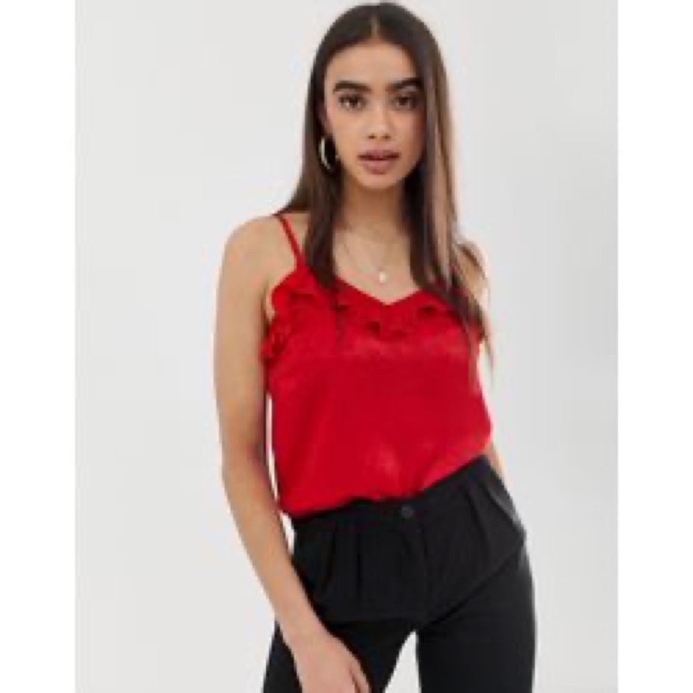 Red ruffle tank top